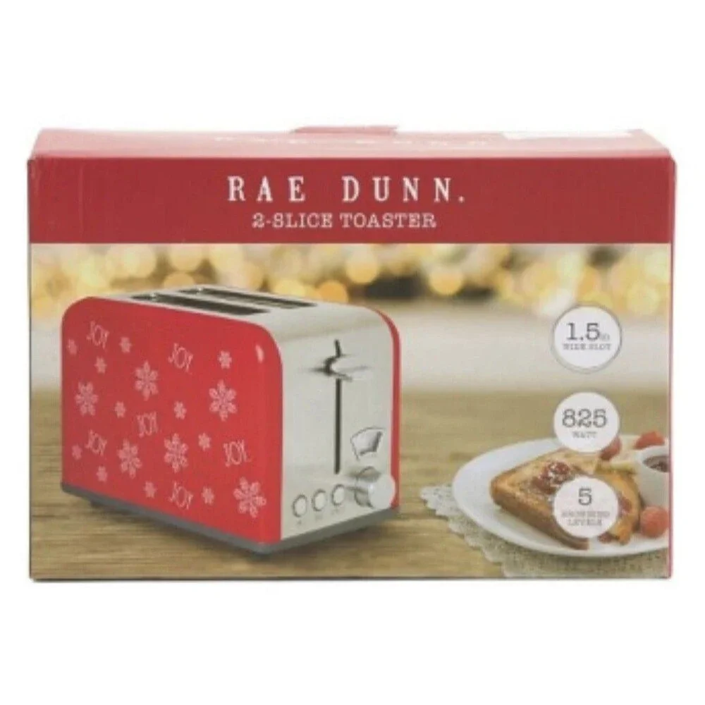 Rae Dunn Red Snowflake 2-Slice Toaster -New In Box